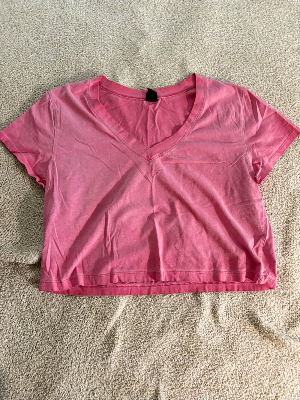 wild fable Pink V-Neck Short Sleeve Crop Top